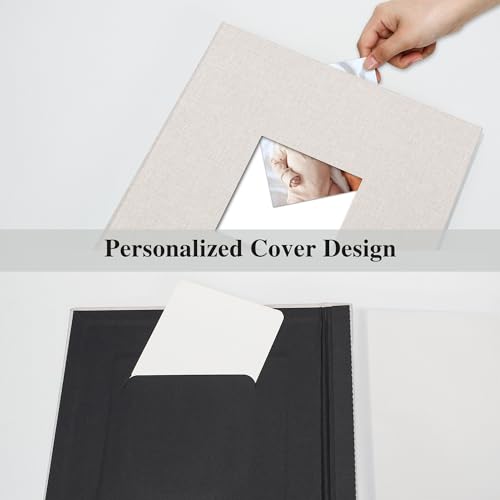 Vienrose Fotoalbum Selbstklebend Einkleben 10x15 Klein Leinen Photo Album mit 40 Weißen Seiten, Hochzeit Jahrestag Geburtstag Fotoalben mit Einem Kugelschreiber, 17x18cm, Beige – Bild 4
