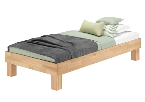 Erst-Holz®Holzbett breites Einzelbett 100x200 Buche geölt Futonbett mit wählbarem Zubehör V-60.87-10ohne Zubehör