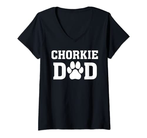 Femme Chorkie Dad - Proud Dog Parent Propriétaire - Puppy F T-Shirt avec Col en V