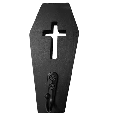 Raxove Gancho para llaves de ataúd, gancho para chaqueta, llavero gótico, gancho gótico para pañuelos de pared, espeluznante para el hogar, colgador de ataúd montado en la pared para Halloween