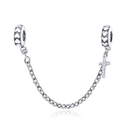 Junyi Jewelry Safety Chain Charm 925 Sterling Silver Clip Stopper Charm Spacer Charm Anniversary Charm for Pandora Charm Bracelet (G)