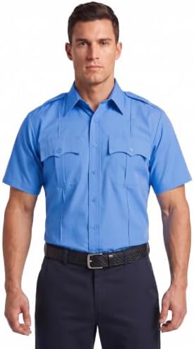 First Class 100% Polyester Short-Sleeve Men's Uniform Shirt Light Blue
