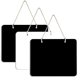 3Pcs Hanging Chalkboard Signs 8x10 Inch Wooden Double Sided Erasable Message Board, Memo Message Sign with Hanging String for Wedding Kitchen Home Party Decoration