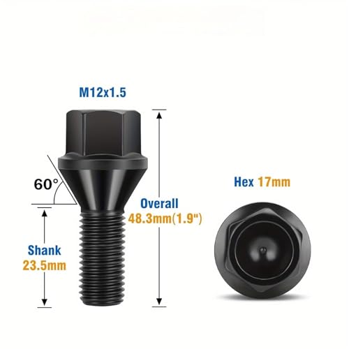 20 Pernos de Rueda de 12 x 1,5 tornillos de vástago 28mm para coche E90 E39 2