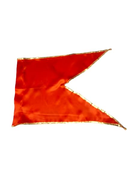PRIYAKANT SAFAWALA Satin Fabric Non-printed Flag With Golden Lace Side Border | Multipurpose Bhagwa, Kesariya flag for Yoga, Meditation, Temple, Home, Religious [Size, 60x90 inches, Orange Big Flag]-image-16