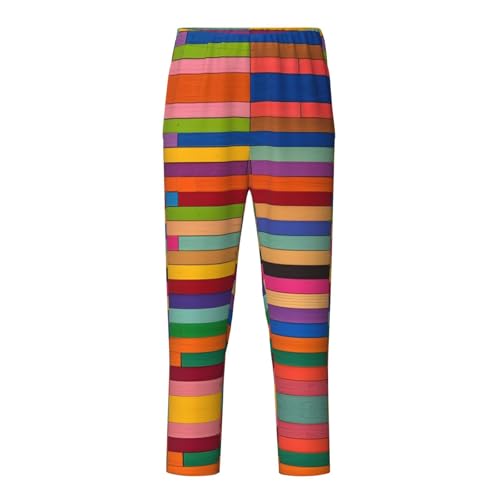 Pajama Pants Pajama Bottoms with Elastic Waistband Sleepwear Lounge Pants, Colorful Wood