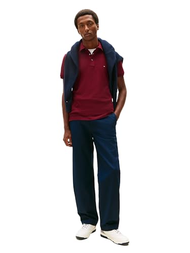 Image of Tommy Hilfiger Men's Short Sleeve Polo Shirts in Slim Fit with Stretch and Organic Pique Cotton