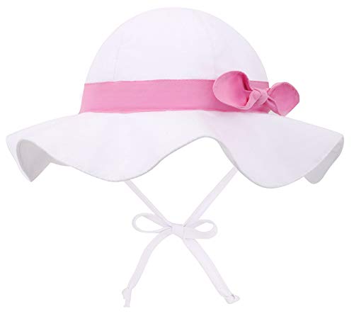 Siero Baby Hats 6-12 Months UPF 50+ Outdoor Wide Brim White Baby Beach Hat