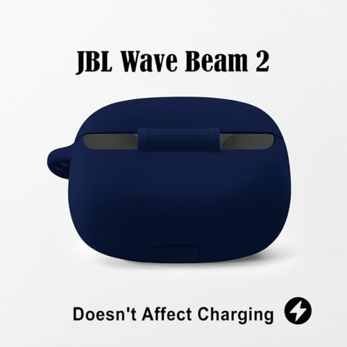 Image of LIRAMARK Silicone Cover Case with Carabiner Compatible with JBL Wave Beam 2 (2024) (Midnight Blue)