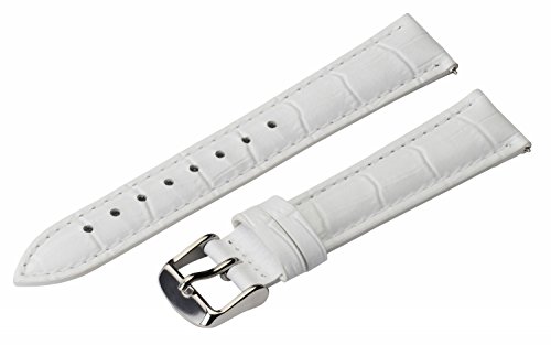 Clockwork Synergy - 2 Piece Ss Leather Classic Croco Grain Interchangeable Replacement Watch Band Strap 12mm - Solid White - Men Women