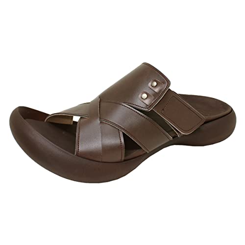 リゲッタ カヌー サンダル ベルクロ クロスベルト つっかけ 厚底 グミインソール 日本製 LVW173 CJFD5367 メンズ ブラウン XL/3L