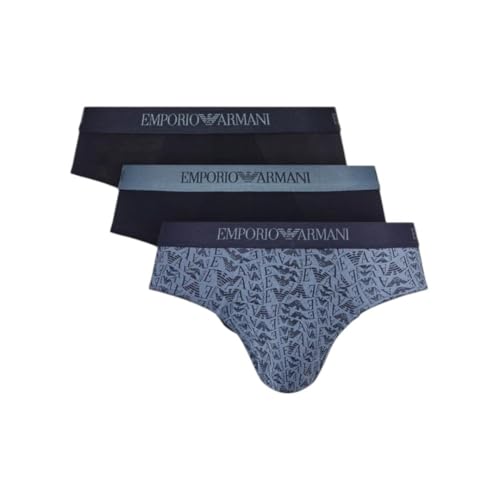 Emporio Armani Pure Cotton 3-Pack Brief Briefs, Marin/St Tempes/Mari, S Men'S