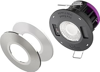 Bright Source LED Dimmable All-in-1 Downlight - 8w 64mm Cut Out 700-750lm - 3 CCT Switchable Warm/Cool/Daylight - Fire Rated - IP65 Waterproof Protection - Comes with White & Brushed Steel Bezels