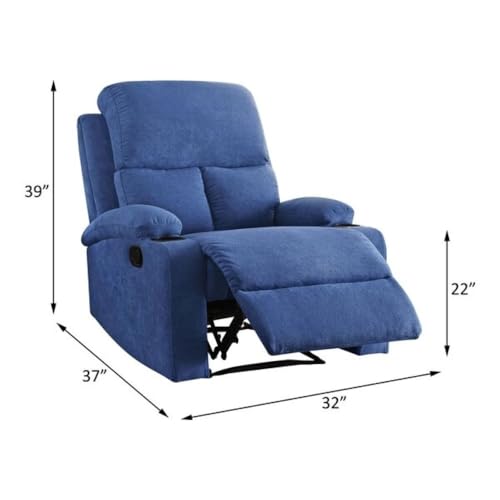 Image of Torque Fabio 1 Seater Fabric Recliner Chair for Home Blue | Manual Recliner Sofa 1 Seater Recliner for Valentine Gifts for Husband Wife Home Decor