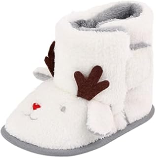 Warm Winter Baby Shoes Cartoon Deer Shape Christmas Baby Shoes Baby Soft Sole Toddler Shoes Girls 10c Boots (Brown, 0-6 Months)
