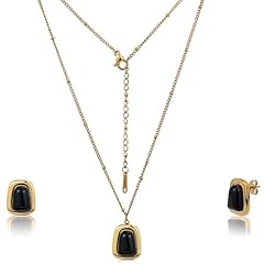 #A2 Black Gold Dangle Earrings Set for Women