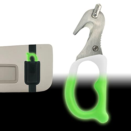 StatGear SuperVizor XT Auto Emergency Rescue Escape Tool - Seatbelt Cutter & Window Glass Breaker Hammer Survival - Mounts Right to Your Sun-Visor! (1 Pack, GLOW)