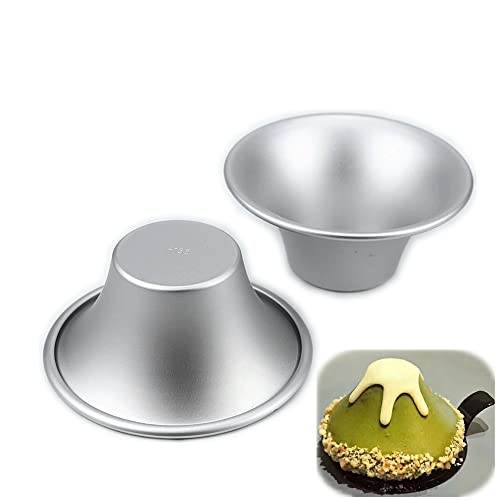 LoBake 5pcs 2 Sizes Volcano Burning Mountain Shape Aluminium Alloy MIni Tart Mold Jelly Pudding Molding Cake Molds DIY Baking Tools (5pcs H135 Small)