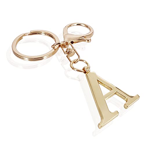LAXPICOL Gold Keychain Letter A Keychains for Women Men Bag Charms Purse Charms For Handbags Metal Alphabet Initial Letter Key Ring Keychain
