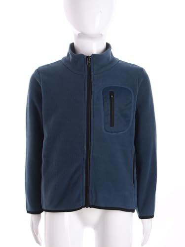 Kids Boys Girls Solid Full Zip Long Sleeve Fleece Jacket Spring Fall Winter Sherpa Coat Outwear with Pockets3