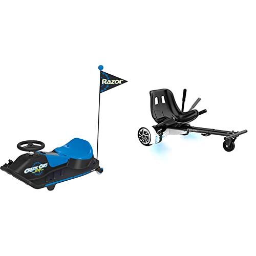 Razor Crazy Cart Shift for Kids Ages 6+ (Low Speed) 8+ (High Speed) - 12V Electric Drifting Go Kart - High/Low Speed Switch and Simplified Drifting System,for Riders up to 120 lbs,Black/Blue | Hover-1 Buggy Attachment | Compatible with Most 6.5