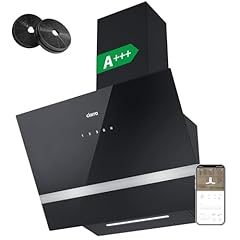 CIARRA CBCB6736H Cappa Aspirante Inclinata 60cm Classe A+++ 650m³/h - WiFi &Touch Control - Doppia Modalità - Filtro Carbone CBCF003 Incluso- Vetro Nero