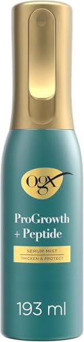 OGX ProGrowth + Peptide Serum Mist Heat Protectant Spray Instantly Helps Thicken Strands While Protecting Lengths Reduce Hair Fall Due To Breakage For Fuller Hair After 1st Use 193ml