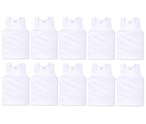 Image of Baby Boys Relaxed Fit White Cotton Vest | Lightweight, Breathable | Ganji | Banian | Baniyan | Kids Sando for Infant Newborn Toddler