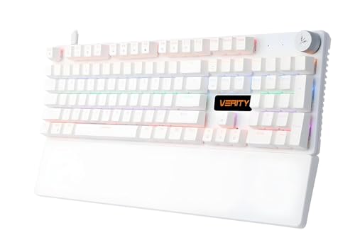 Image of VERITY Onyx RGB Mechanical Keyboard | 104-Key Full Size Gaming Keyboard with Quiet Durable Keys, Custom RGB Lighting, Type-C Wired, Sleek Design for PC, Office & Daily Use (White)