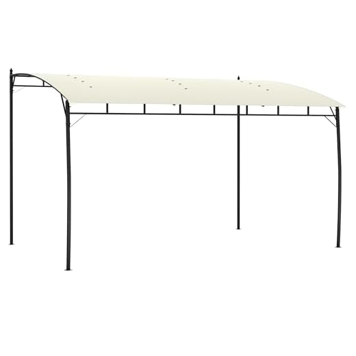 Outsunny 3 x 4m Pergola, Lean to Garden Gazebo with UV-Resistant Canopy and Metal Frame, Outdoor Sun Shade Shelter for Porch, Patio, Deck, Cream White