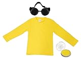 Disfraz infantil con gafas redondas para pintar la cara, color amarillo (talla XL)