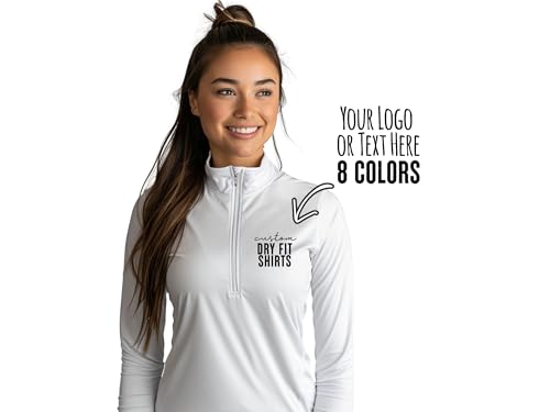 Custom Dry Fit Shirts for Women - Personalized Quarter Zip Womens Pullover Jacket Add Your Own Name or Logo Sports Moisture Wicking Athletic Gifts2