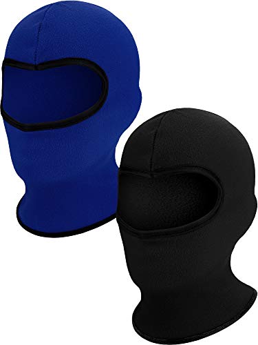 Satinior 2 Pieces Kid Balaclava Hats Windproof Ear Muffs Hats Winter Fleece Warm Hat For Boy Girls (Black, Royal Blue), Medium #TOP14