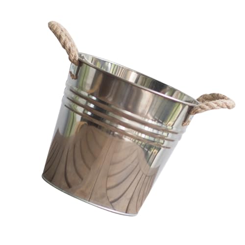 jojofuny Vaso da Fiori in Acciaio Resistente con Manico in Corda Secchio Rustico per Piante Contenitore Decorativo per Giardino e Balcone Vaso da Piantare Retrò per Interni ed Esterni