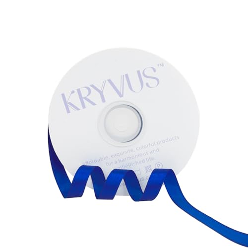 Dark Royal Blue Satin Ribbon 3/8 inch X Continuous 50 Yards, Single Face Polyester Ribbon Perfect for Gift Wrapping, Flower Bouquet, Wedding Decor, Crafts, Bow Making, Sewing and More