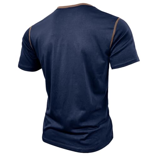 Mens Short Sleeve Shirts Casual Cotton Henley Shirts Slim Fit Summer Classic T-Shirts3