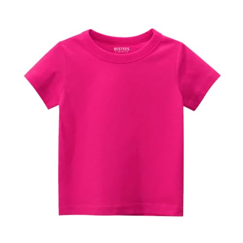 Image of ZOOTEE Fashion Unisex Kids Boys&Girls Round Neck Half Sleeve Dark Pink Color Cotton Tshirts
