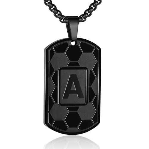 Collier plaque de football homme en acier inoxydable avec chaîne réglable