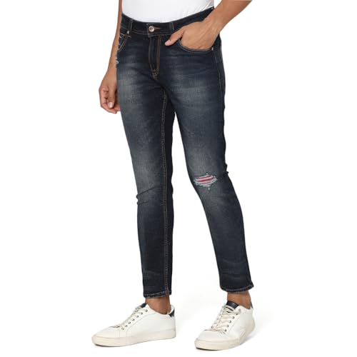 Image of Spykar Men's Kano Slim Fit Mid-Rise Jeans (Ankle Length)