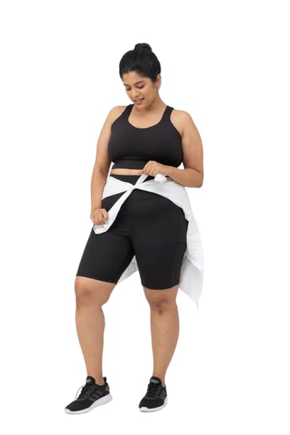 Spirit Animal Plus Size Shorts for Women | High Waisted Quick Dry Stretchable Gym Shorts with 2 Deep Pockets | Mid Thigh Length Spandex Shorts for Workout, Running and Cycling-picture-11