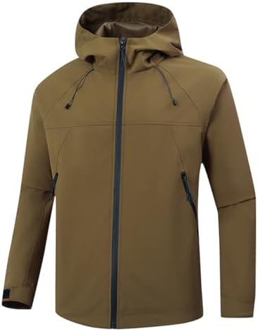 YOUTHUP Jaqueta masculina softshell com capuz, leve, à prova de v...