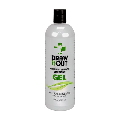 Draw It Out® Liniment Gel for Horses, Veterinary Strength, Odorless and Colorless Topical Analgesic for Joint and Muscle Discomfort, Natural Mineral Formula, 16 oz