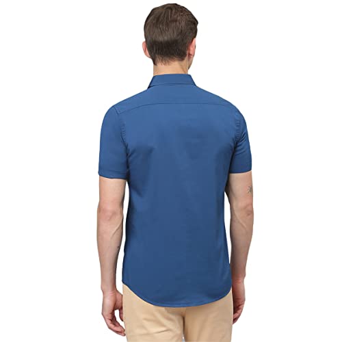 Image of Thomas Scott Men's Premium Slim Fit Casual Shirt | 100% Cotton Twill | Short Sleeves | Spread Collar | Solid Smart Casual Shirt for Men