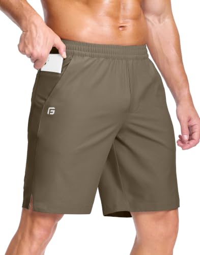 Image of GGJ Men's Lightweight Athletic Shorts with 2 Zipper Pockets 7 inch /9 inch /5 inch Gym Workout Running Quick Dry Tennis Shorts for Men
