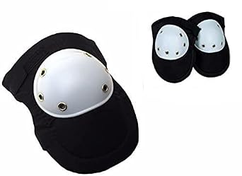 Heavy Duty Black Knee Pads Hard Polypropylene Cap Comfortable Foam Padding 2pc Pair