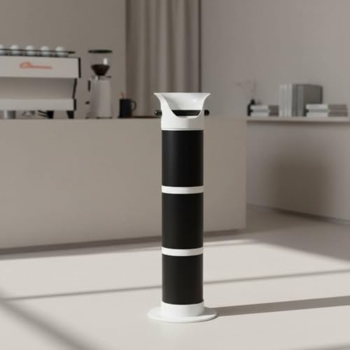 Image of Commercial Coffee Grounds Waste Bin Tall Coffee Knock Box Cylindrical Espresso Knock Bin Countertop for Baristas, Cafe Owners, Pubs, Black White Line