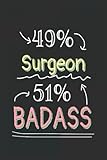 badass surgeon notebook: funny lined journal, college ruled notebook, size 6x9 inches 120 pages