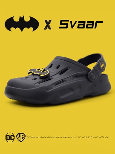 Image of SVAAR Batman Men's Sturdy Clogs with Authentic Batman Charms and Adjustable Back Strap