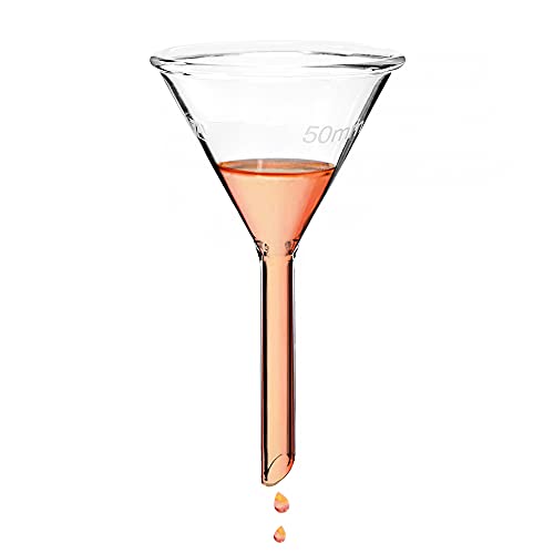 KENZIUM - Pack 1 x Entonnoir en Verre | Diamètre 50mm | Tige Courte | Verre Borosilicaté 3.3 | Haute Résistance | Epais | Idéal Laboratoire, Enseignement et Cuisine Cover