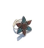Envoltorio regalo incluido. Ethnos Barcelona - Anillo de plata - turquesa y coral. Talla: 18
